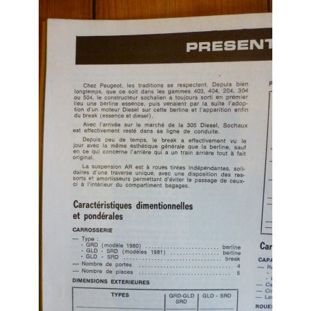 305 Diesel -83 Revue Technique Peugeot