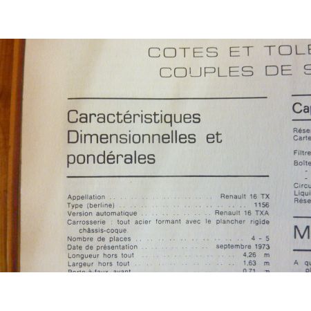 R16 TX -80 Revue Technique RENAULT