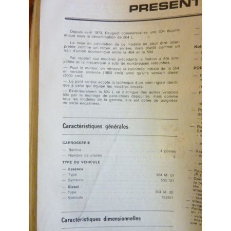 504 L Revue Technique PEUGEOT