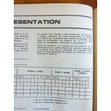 Taunus 76- Revue Technique FORD