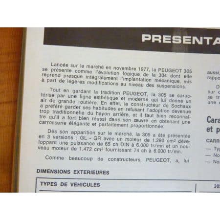 305 -80 Revue Technique Peugeot