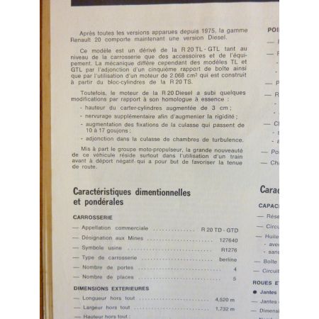 R20 TD GTD -81 Revue Technique RENAULT