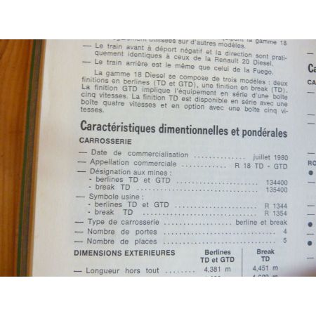 R18 TD GTD -81 Revue Technique RENAULT