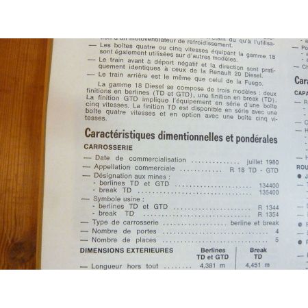 R18 TD GTD Revue Technique RENAULT