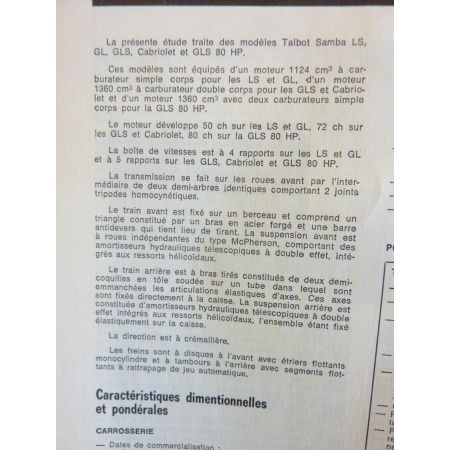 Samba Revue Technique TALBOT