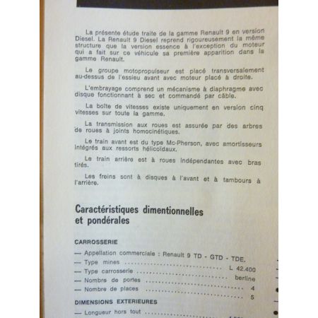 R9 Diesel Revue Technique RENAULT