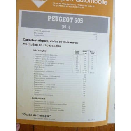 505 86- Revue Technique Peugeot