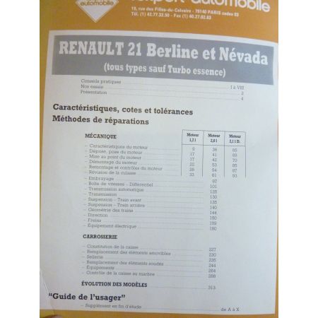 R21 -89 Revue Technique RENAULT