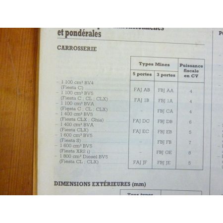 Fiesta 89 92- Revue Technique FORD