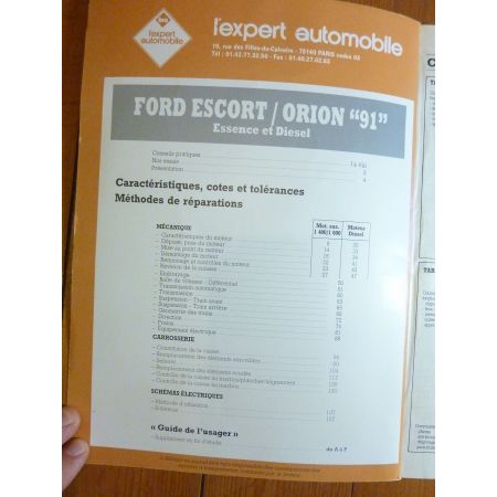 Escort Orion 91 Revue Technique FORD