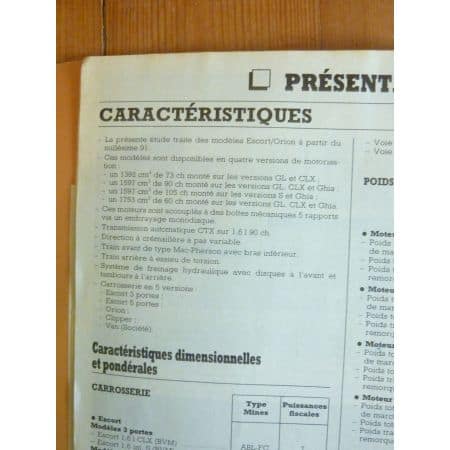 Escort Orion 91 Revue Technique FORD