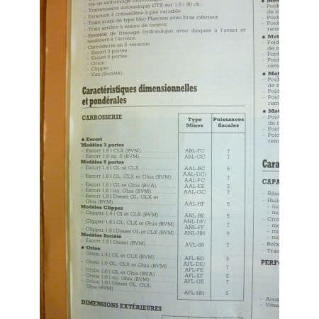 Escort Orion 91 Revue Technique FORD