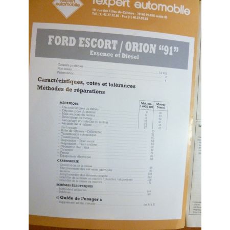 Escort Orion 91 Revue Technique FORD