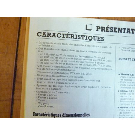 Escort Orion 91 Revue Technique FORD