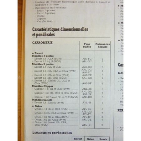 Escort Orion 91 Revue Technique FORD