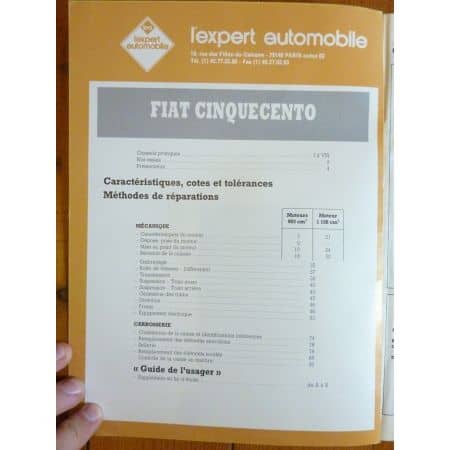 Cinquecento Ess Revue Technique FIAT