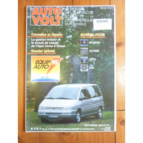 Evasion,Ulysse,Zeta,806 Revue Technique Electronic Auto Volt  Peugeot,Fiat,Citroen,Lancia