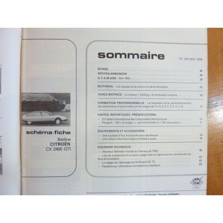 CX 2400 GTI Revue Technique Electronic Auto Volt Citroen