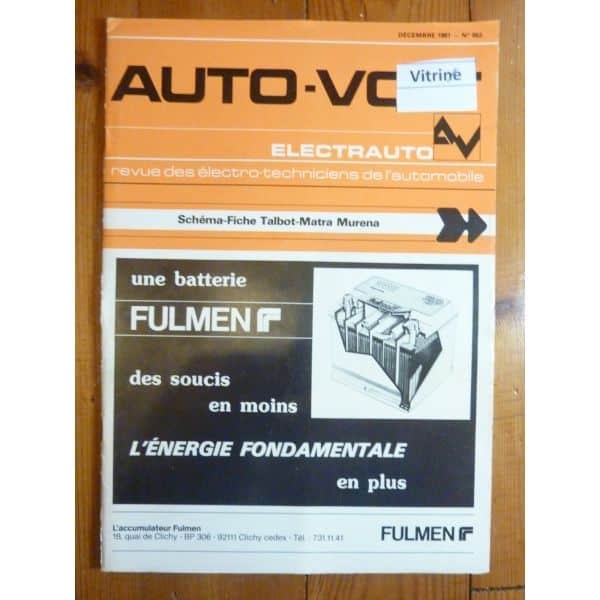 Murena Revue Technique Electronic Auto Volt Talbot Simca