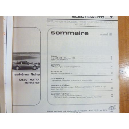 Murena Revue Technique Electronic Auto Volt Talbot Simca