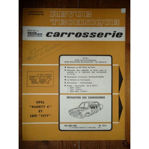 Kadett C City Revue Technique Carrosserie Opel