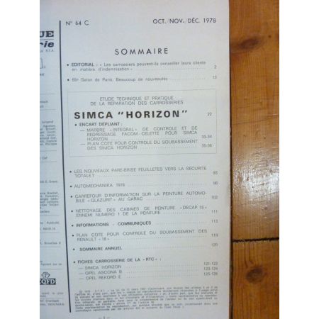 Horizon Revue Technique Carrosserie Talbot Simca