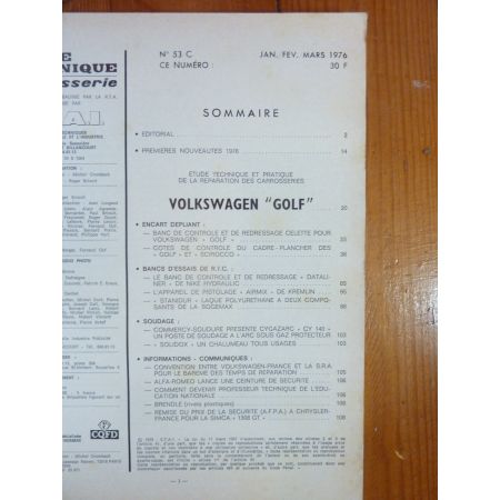 Golf I Revue Technique Carrosserie Volkswagen