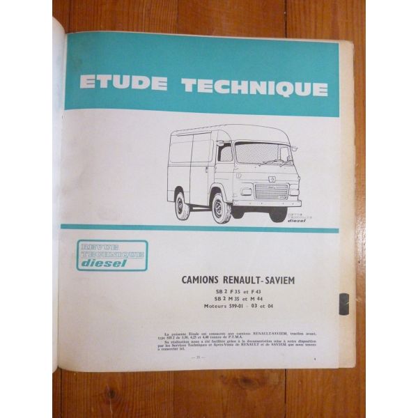 Revue Technique RTD - Camion Renault Saviem S B 2 & Moteur 599 - Occasion - Complet