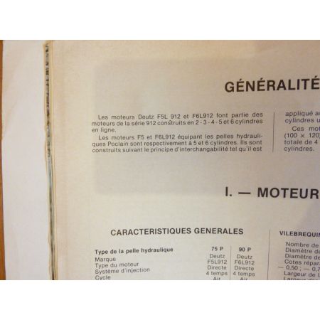 Pelles 75P 90P Revue Technique TP Deutz Poclain