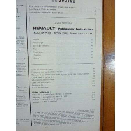 GR305 PX30 R310 Revue Technique PL Berliet Renault Saviem