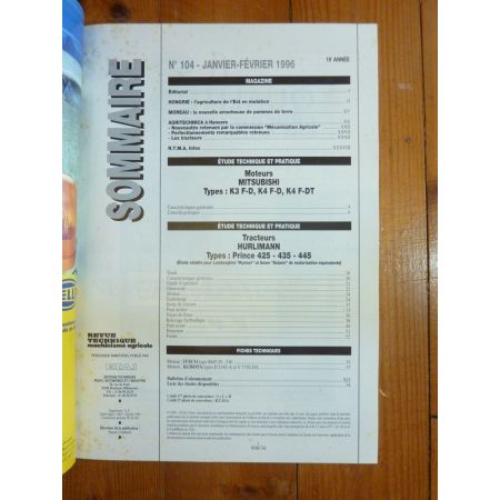 Prince 425 435 445 Revue Technique Agricole Hurlimann