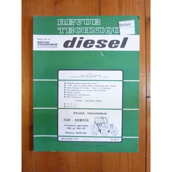 780 780DT Revue Technique Agricole Fiat Someca
