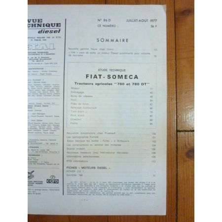 780 780DT Revue Technique Agricole Fiat Someca