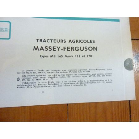 MF165 Mark III MF178 Revue Technique Agricole Massey Ferguson