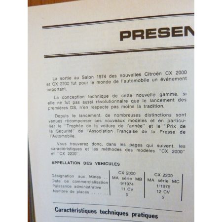 CX 2000 2200 2400 Revue Technique Citroen