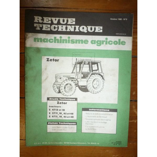 Z 4712 5711 6711 Revue Technique Agricole Zetor