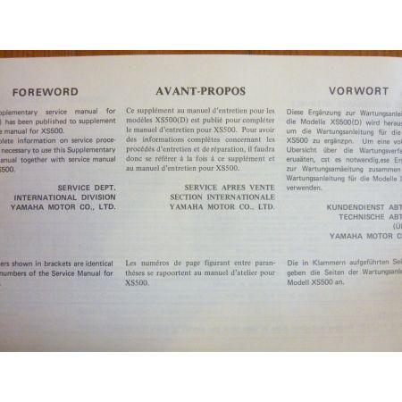 XS650 D Manuel YAMAHA