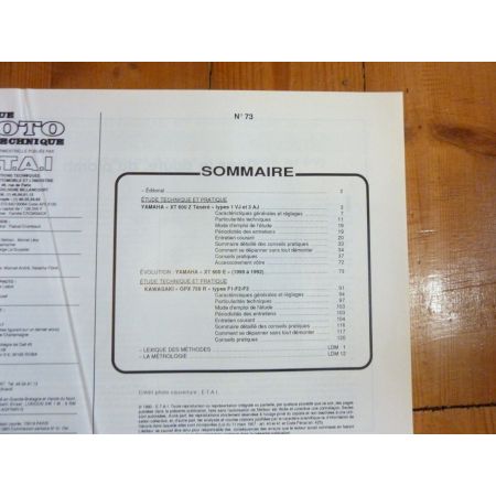 GPX750R XTZ600 Revue Technique moto Kawasaki Yamaha