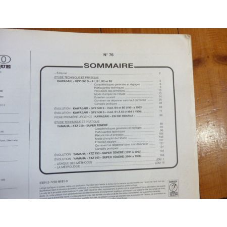 GPZ500S XTZ750 Revue Technique moto Yamaha Kawasaki