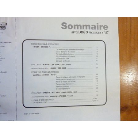 CBR600 XTZ660 Revue Technique moto Honda Yamaha