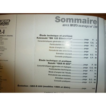 BN125 GSXR600 Revue Technique moto Kawasaki Suzuki