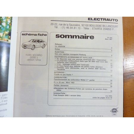 Scorpio 2.0i ghia Revue Technique Electronic Auto Volt Ford