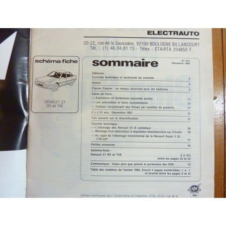 R21 RX TXE Revue Technique Electronic Auto Volt Renault