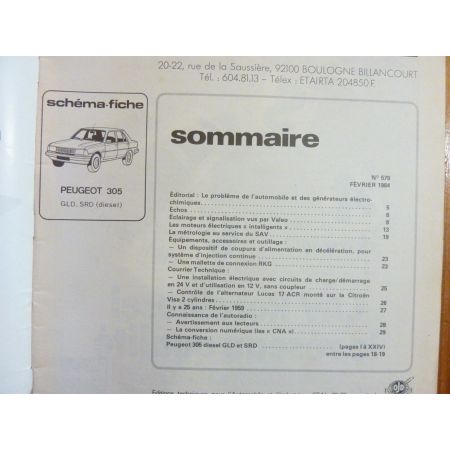 305 GLD SRD Revue Technique Electronic Auto Volt Peugeot
