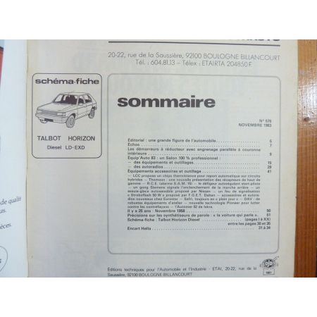 Horizon Die Revue Technique Electronic Auto Volt Talbot Simca