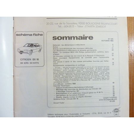 BX 16 Revue Technique Electronic Auto Volt Citroen