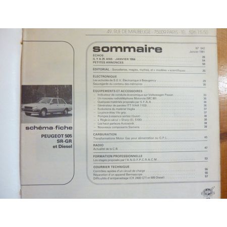 505 SR GR Diesel Revue Technique Electronic Auto Volt Peugeot