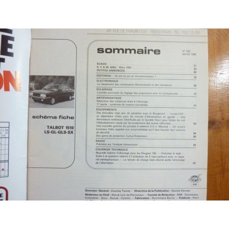 1510 Revue Technique Electronic Auto Volt Talbot Simca