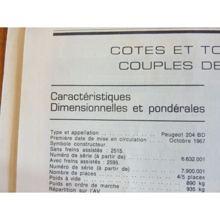 204 Break D Revue Technique PEUGEOT