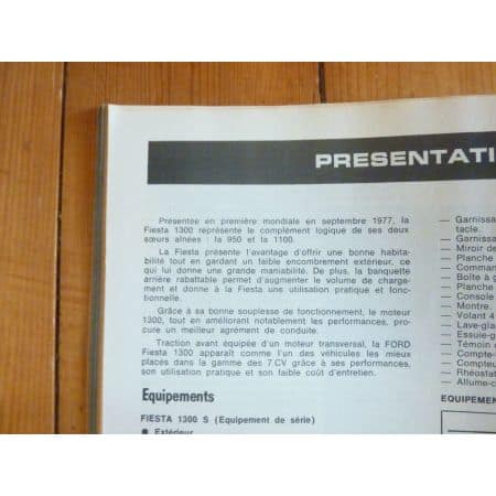 Fiesta 1300 Revue Technique FORD